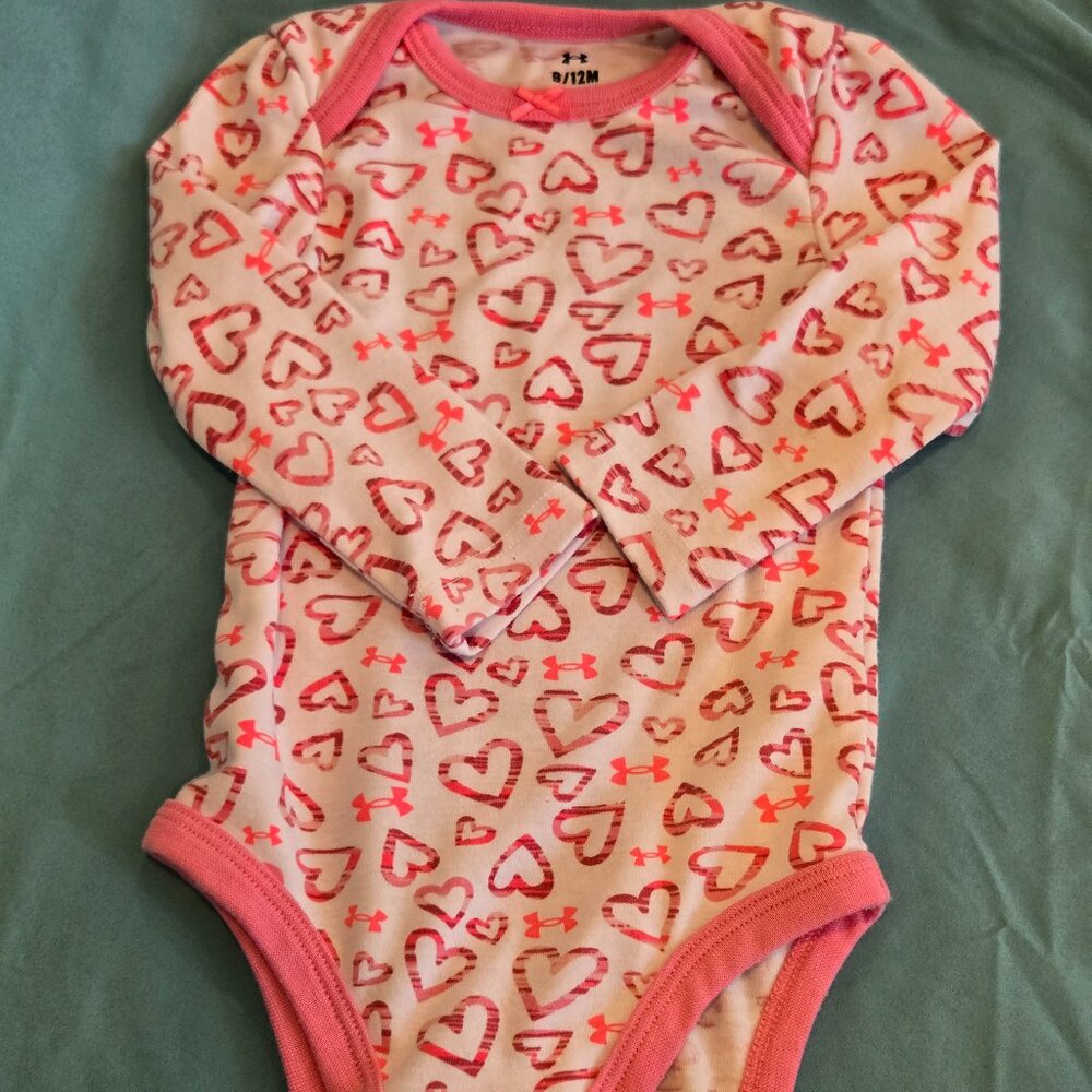 Girls Under Armour Pink Long Sleeve Onesie Size 9-12 Months